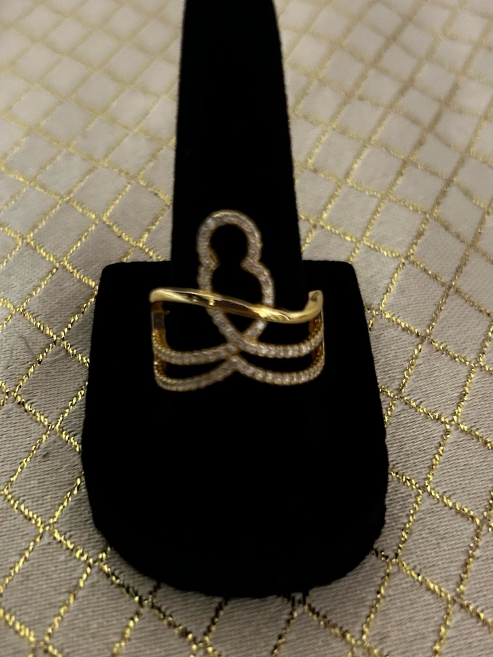 Gold Plated Multi-Row Crystal Accent Women's Ring